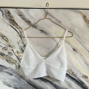 H&M crochet summer top L Chic White Knit Crop Top resort wear